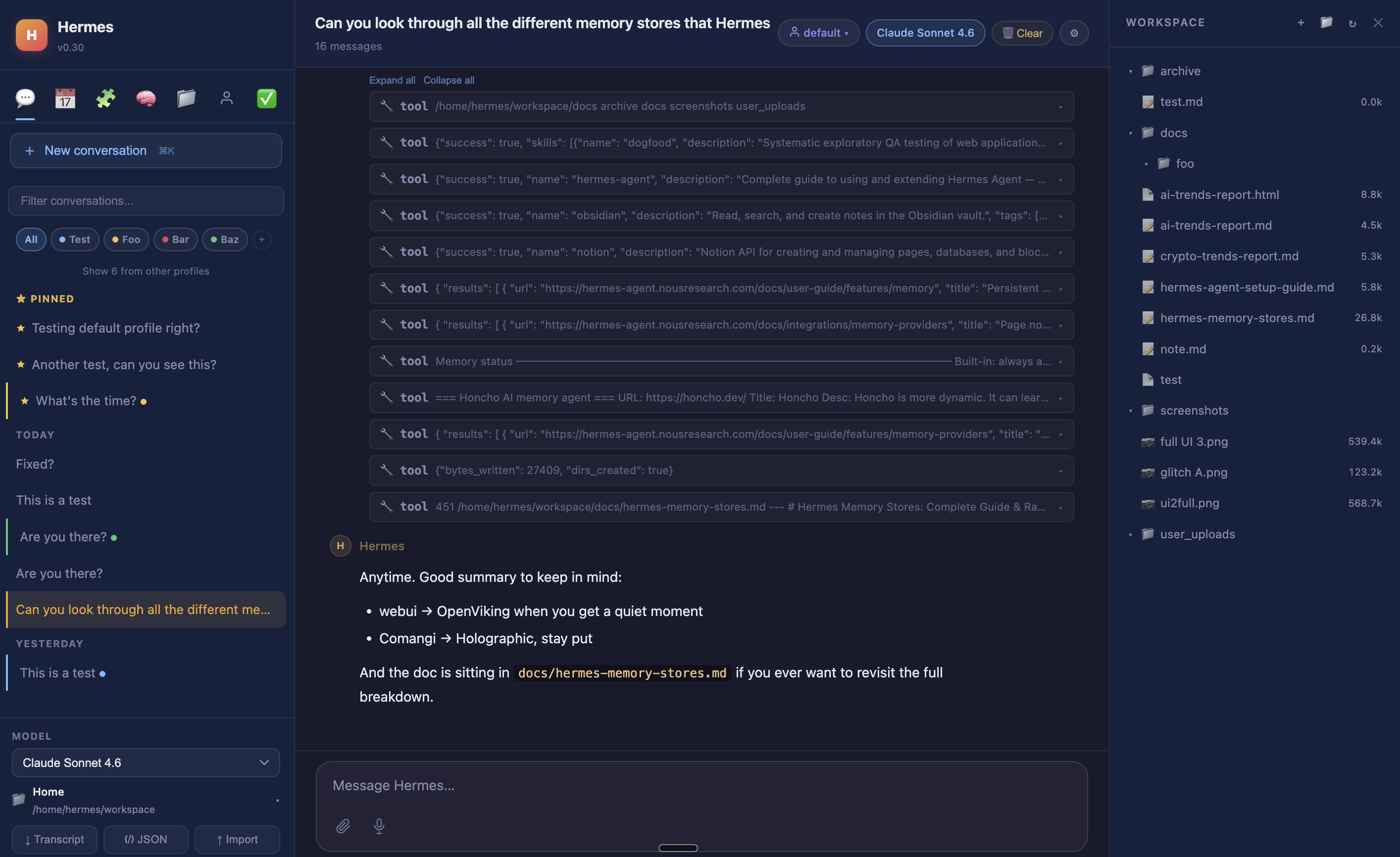 Session projects, tags, and tool call cards